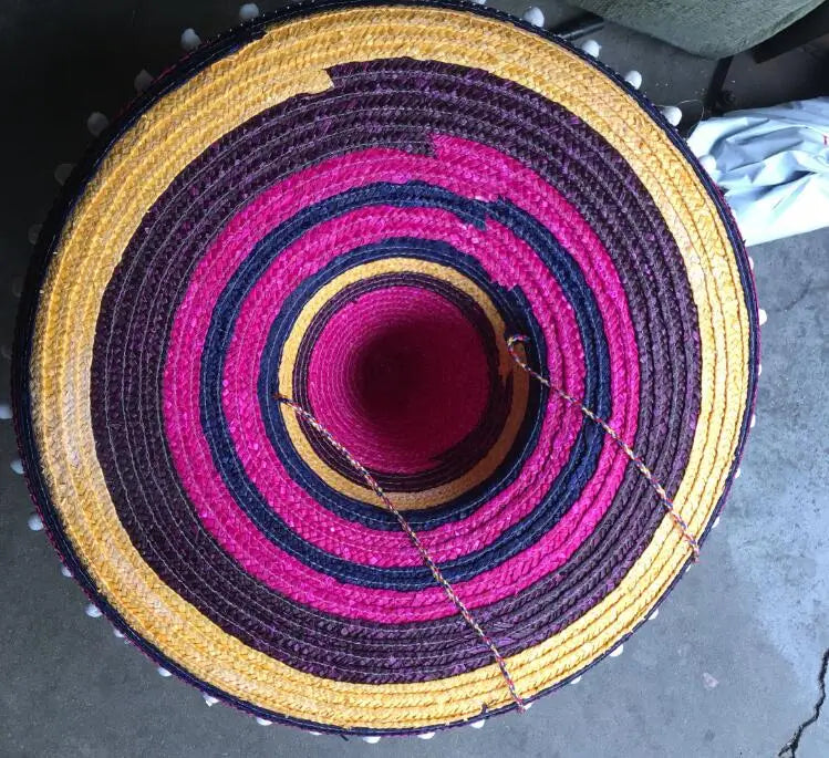 Embroidered Sombrero with Decorative Trim
