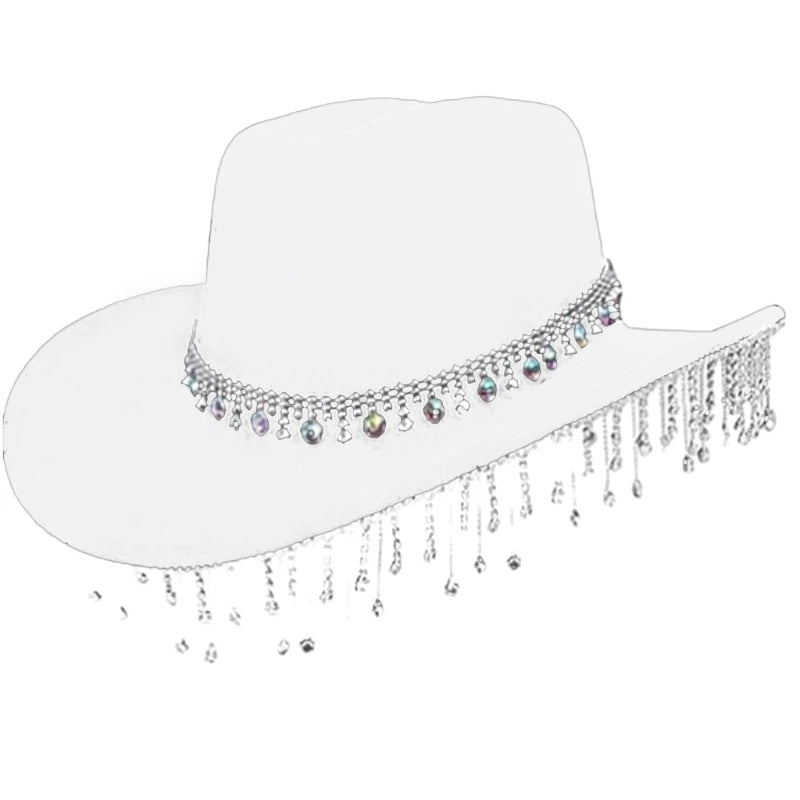 White Bejeweled Cowboy Hat
