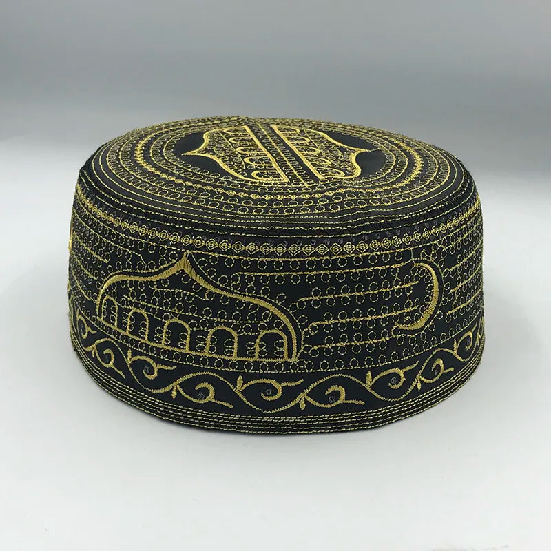 Black and Gold Embroidered Prayer Cap