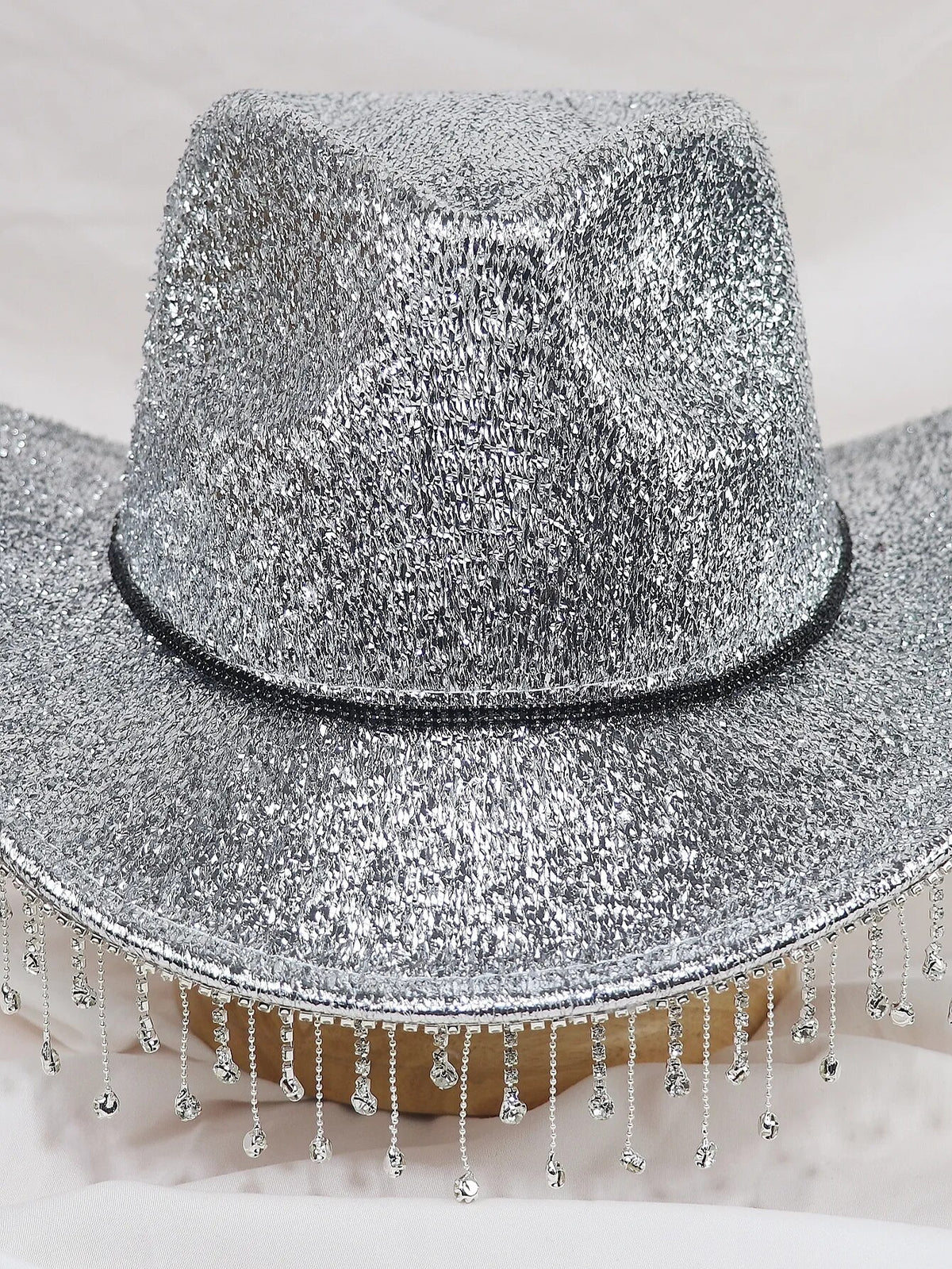 Glittering Cowboy Hat with Dangling Beads