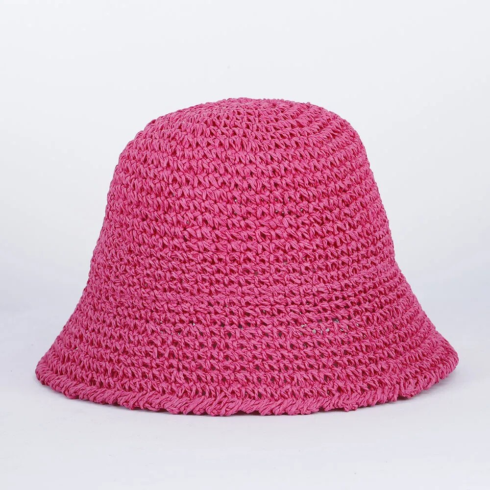 Hand-Woven Women&#39;s Straw Bucket Hat