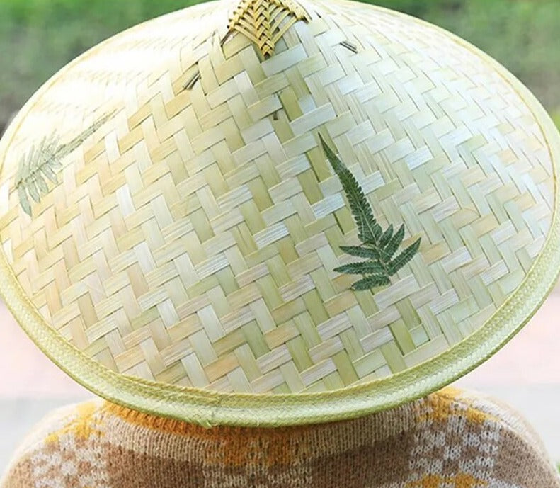 Green Tree on a Brown Rice Hat
