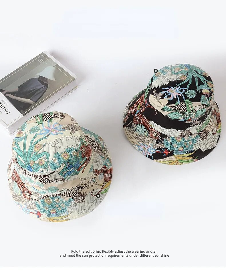 Reversible Japanese Tiger Painting Bucket Hat