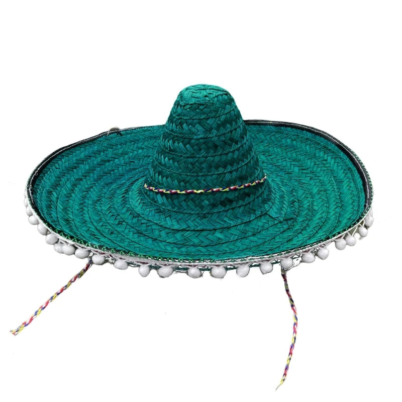 Sombrero with Pompom Trim