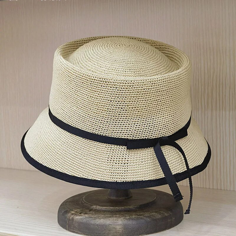 Luxury Straw Ribbon Bucket Hat