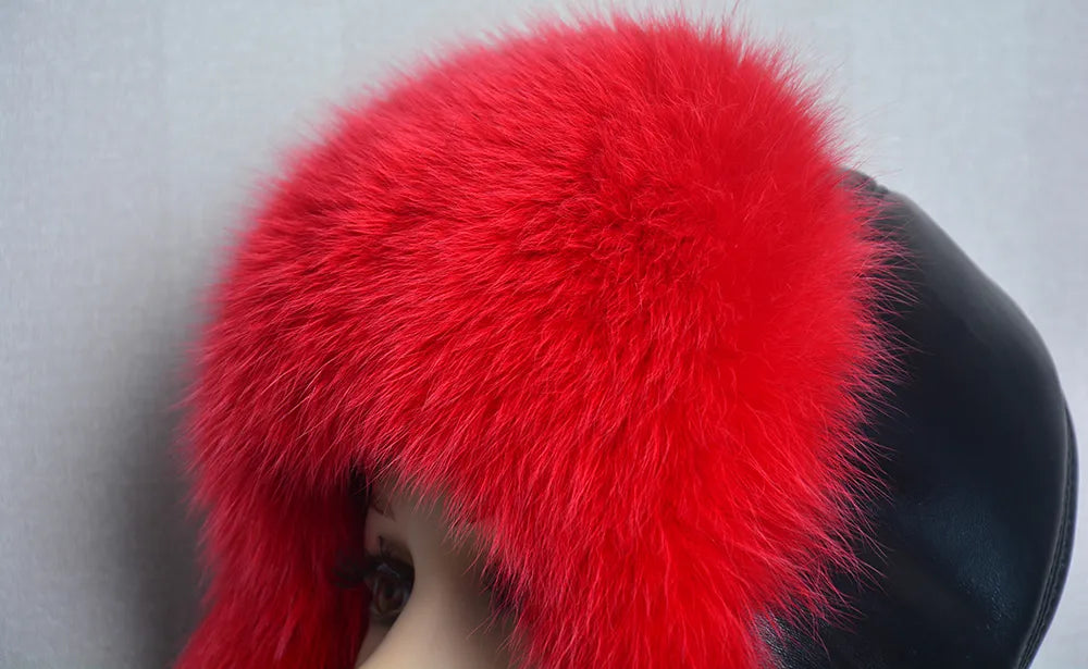 Russian Fur Hat with Pom Poms