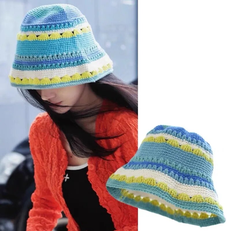 Striped Handmade Crocheted Bucket Hat