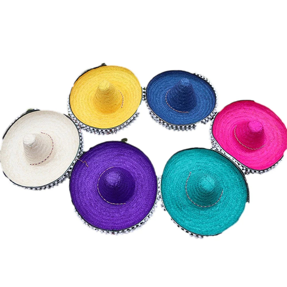 Sombreros with White Pom-Pom Trim