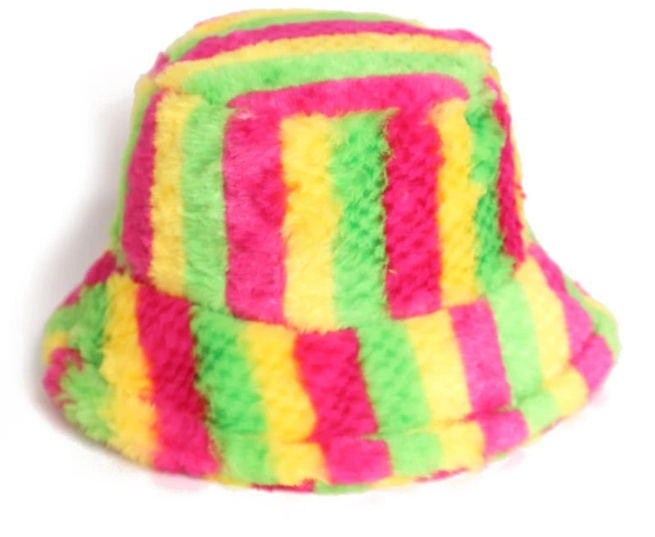 Multicolored Striped Fluffy Hat