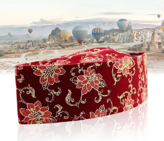Decorative Red and Gold Muslim Prayer Hat