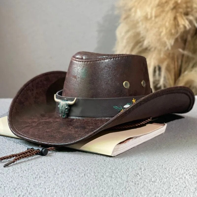 Rustic Leather Cowboy Hat.