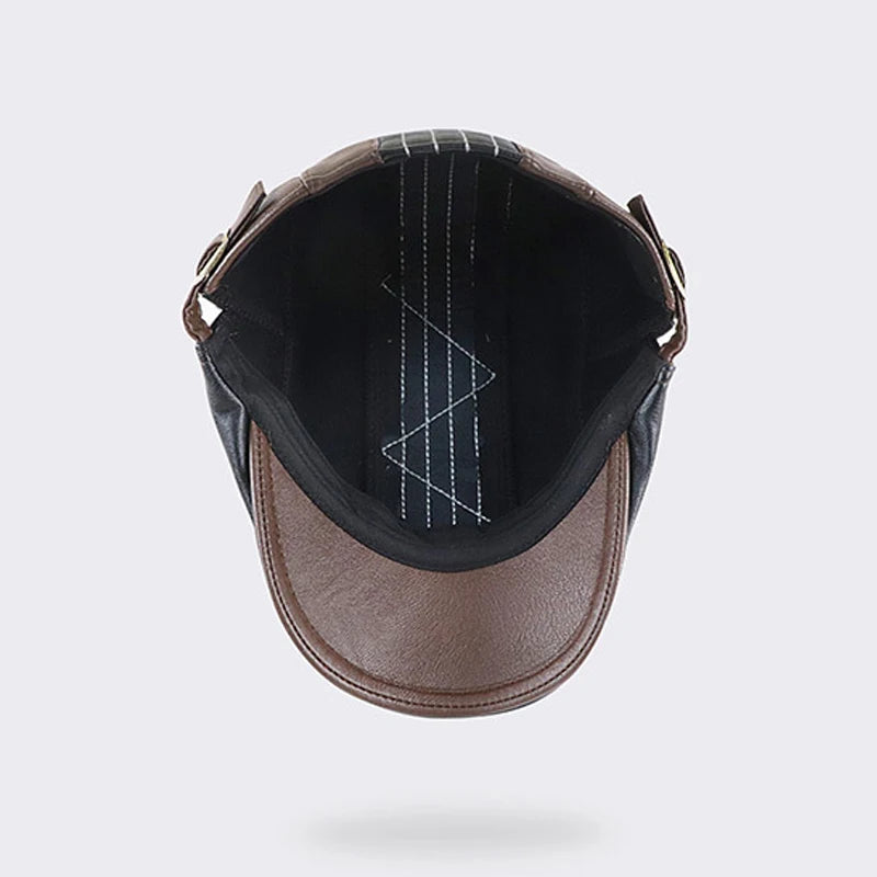 Two-Tone Quilted Leather Flat Cap