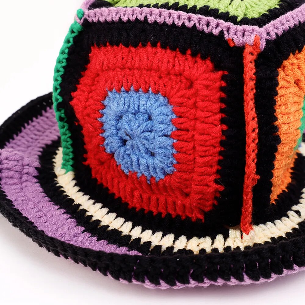 Rainbow Crocheted Bucket Hat