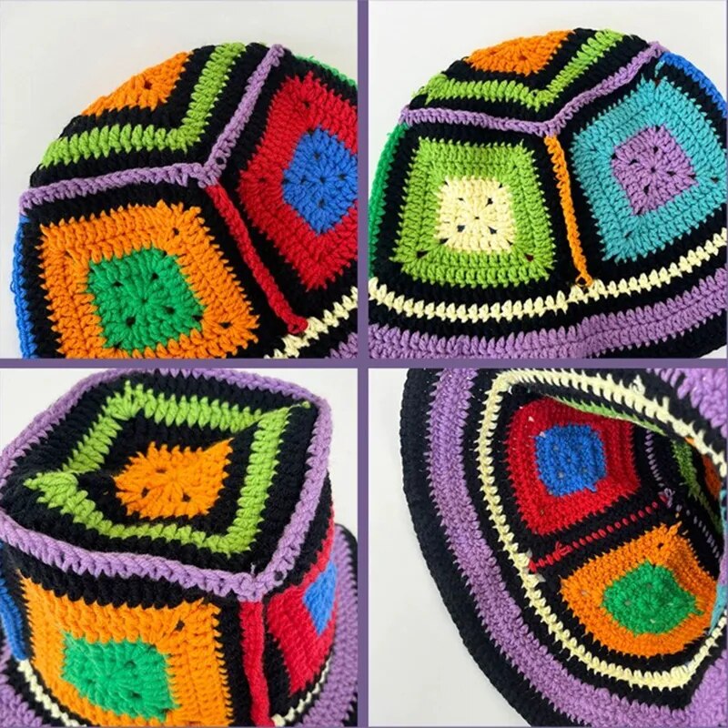 Rainbow Crocheted Bucket Hats