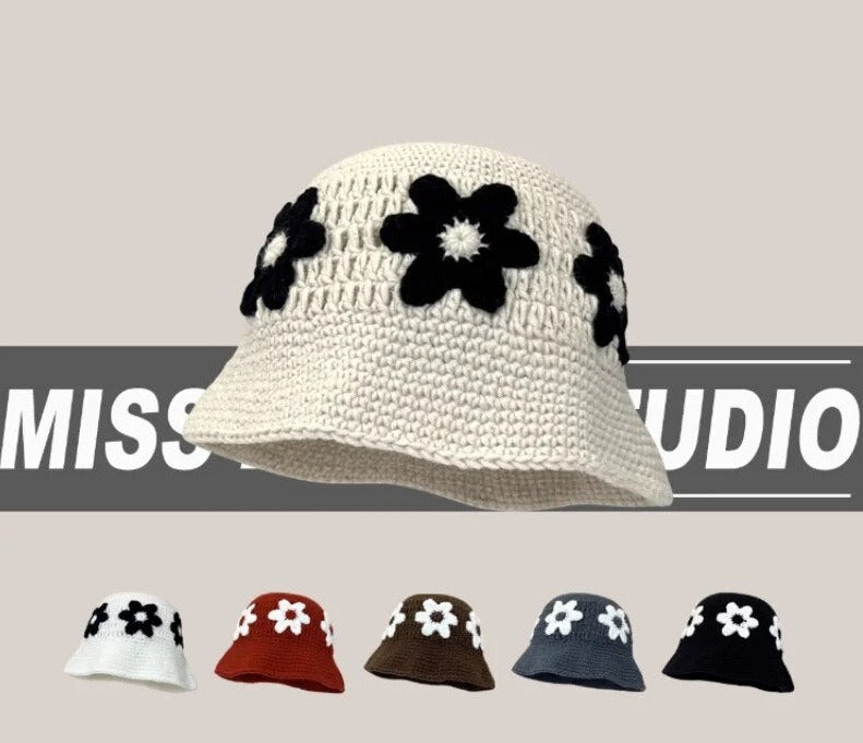 Handmade Crocheted Floral Bucket Hat