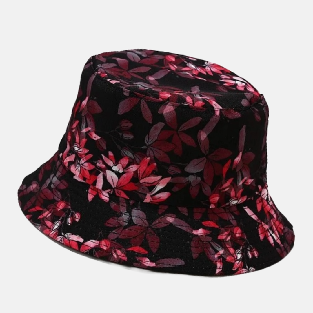 Red Reversible Floral Bucket Hat