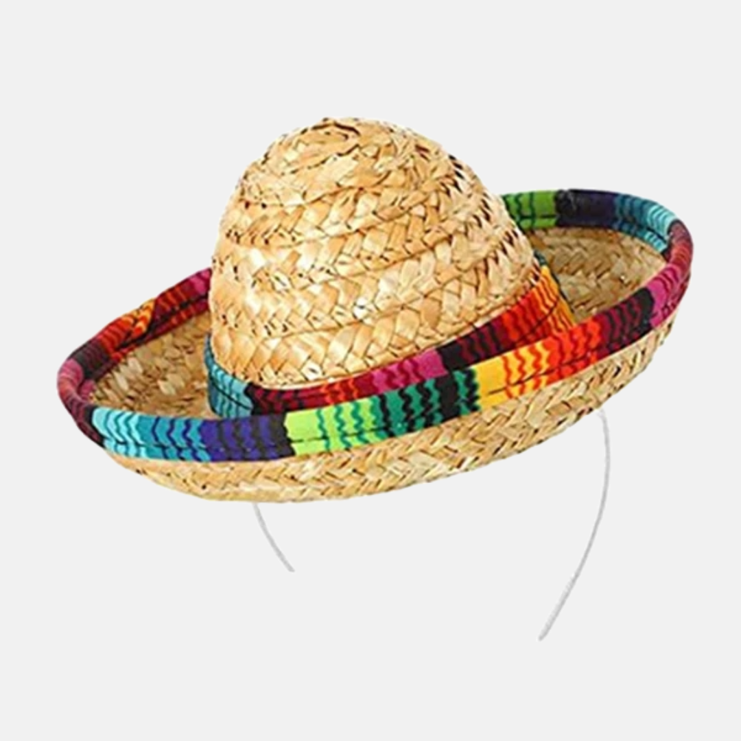 Woven Straw Sombrero with Multicolor Band