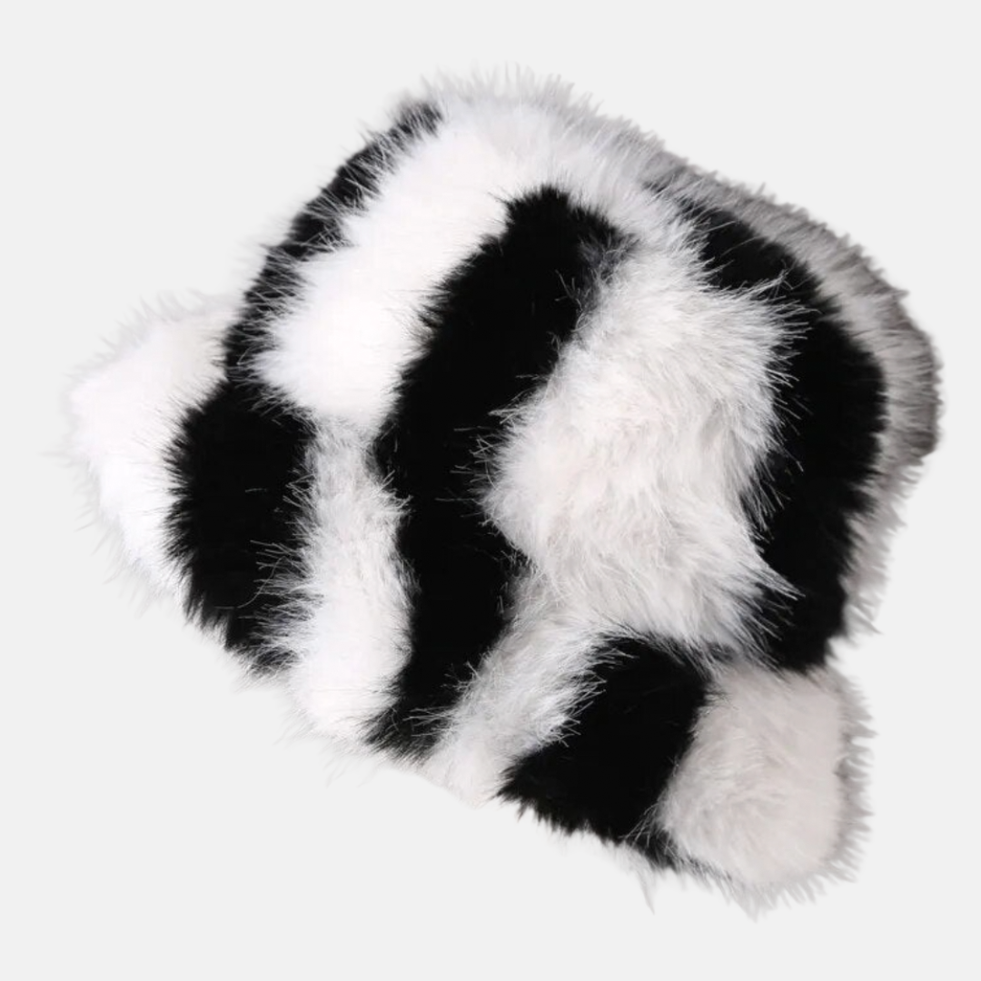Zebra Style Fur Bucket Hat