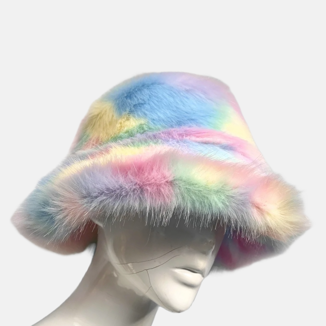 Rainbow Plush Fur Hat