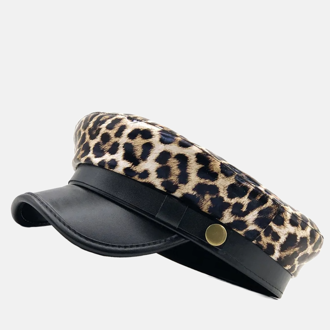Leopard Leather Visor Cap