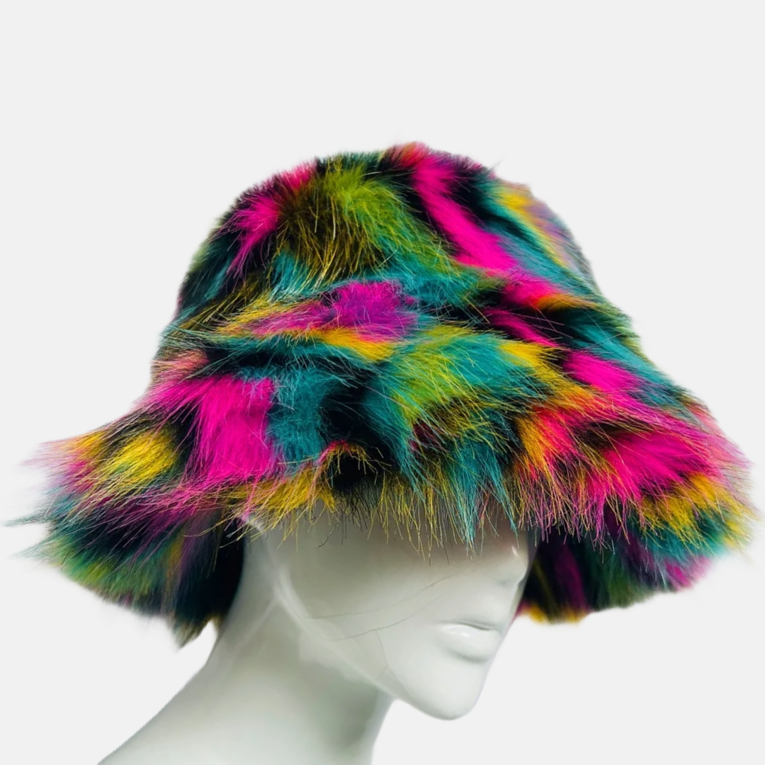 Multicolored Fur Bucket Hat