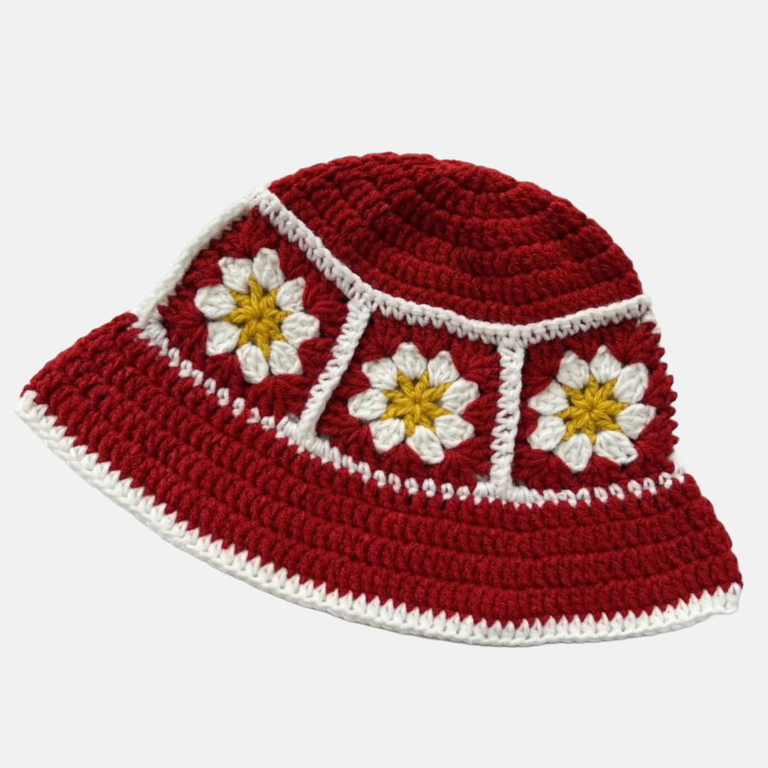 Hand-Crocheted Flower Bucket Hat