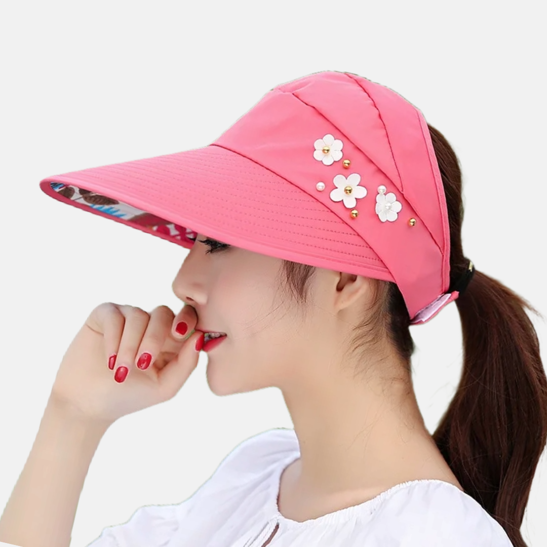 Floral-Accented Sun Visor Hat