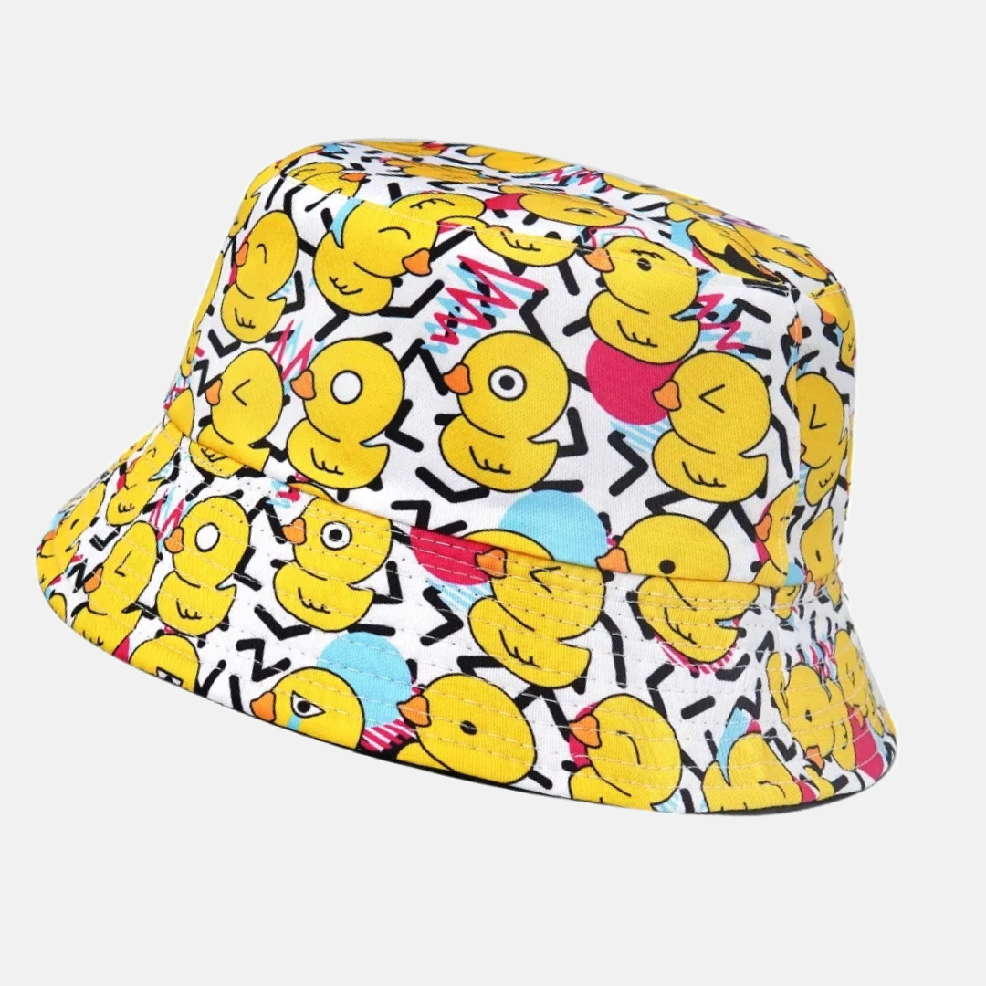 Cheerful Duckling Print Bucket Hat