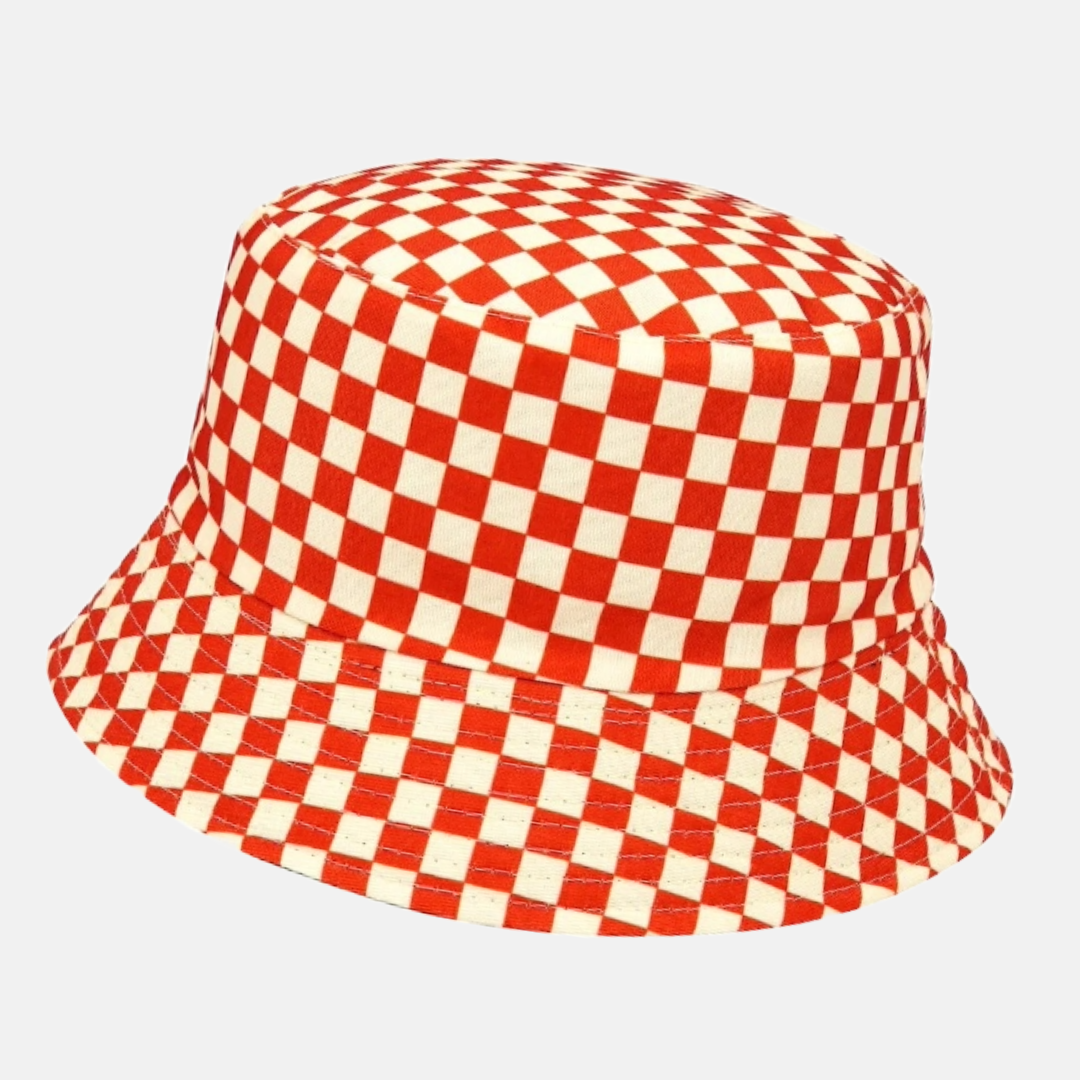 Red and White Checkered Bucket Hat
