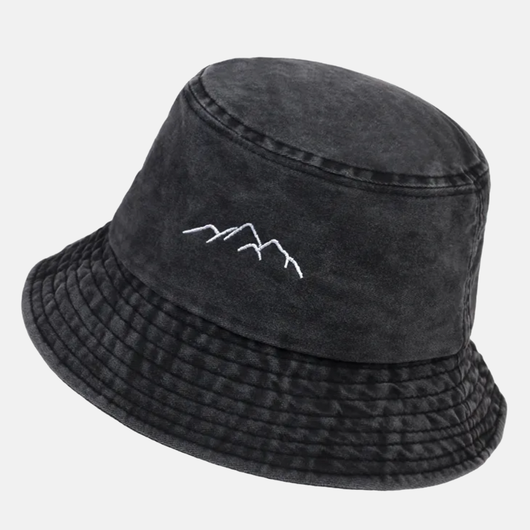 Mountain-Embroidered Bucket Hat